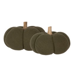 Clayre & Eef Décoration Citrouille Ø 20x14 cm Vert Tissu