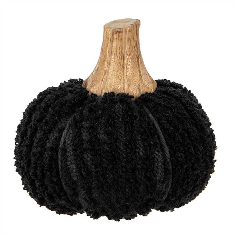 Clayre & Eef Decoration Pumpkin Ø 9x8 cm Black Fabric