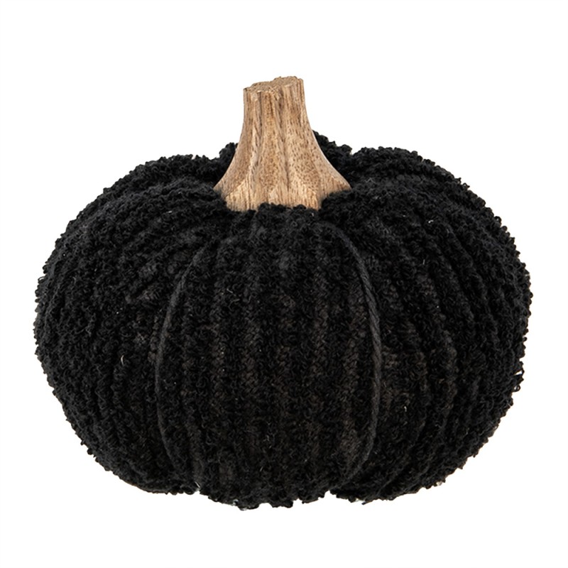 Clayre & Eef Decoration Pumpkin Ø 12x10 cm Black Fabric