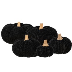 Clayre & Eef Decoration Pumpkin Ø 25x16 cm Black Fabric