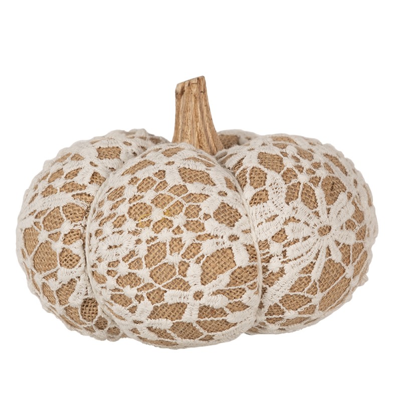 Clayre & Eef Decoration Pumpkin Ø 15x12 cm White Fabric