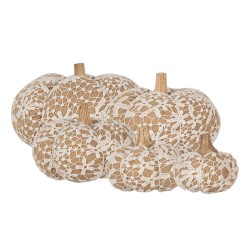 Clayre & Eef Decorazione Zucca Ø 20x14 cm Bianco Tessuto