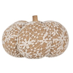 Clayre & Eef Decorazione Zucca Ø 25x16 cm Bianco Tessuto