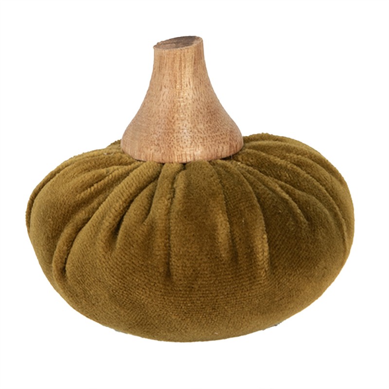 Clayre & Eef Decoration Pumpkin Ø 9x8 cm Green Fabric