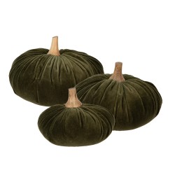 Clayre & Eef Décoration Citrouille Ø 20x14 cm Vert Tissu