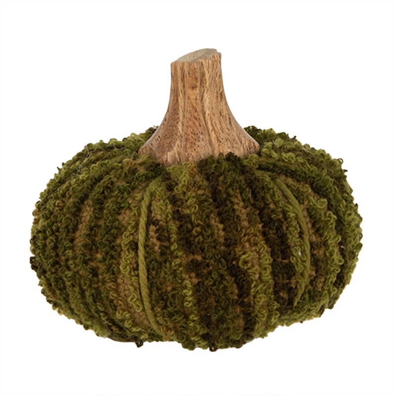 Clayre & Eef Decoration Pumpkin Ø 9x8 cm Green Fabric