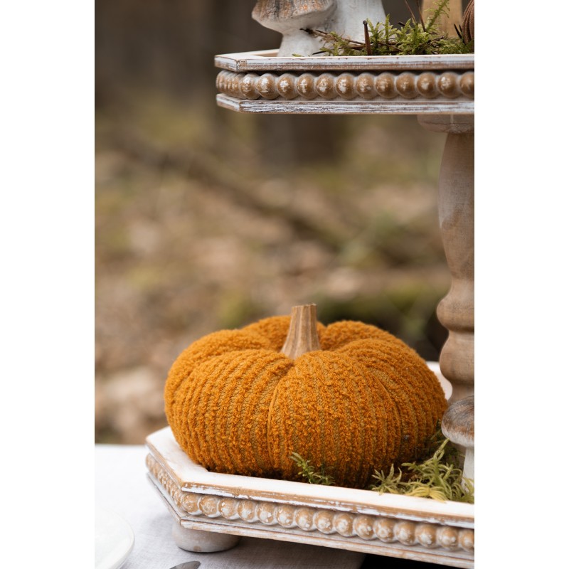 Clayre & Eef Decorazione Zucca Ø 15x12 cm Arancione Tessuto