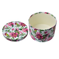 Clayre & Eef Boîte de rangement set de 3 Ø 26x15 / Ø 22x15 / Ø 19x14 cm Rose Carton Rond Fleurs