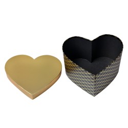 Clayre & Eef Aufbewahrungsbox 3er Set 27x24x15 / 24x21x14 / 21x19x12 cm Schwarz Goldfarbig Karton Herzförmig