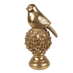 Clayre & Eef Dekorationsfigur Vogel 22 cm Goldfarbig Kunststoff