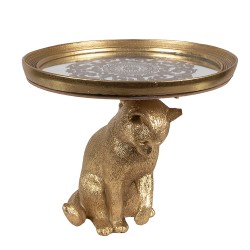 Clayre & Eef Decorative Bowl Cat Ø 20x16 cm Gold colored Plastic Glass