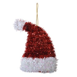 Clayre & Eef Ornement de Noël Bonnet de Noël 13 cm Rouge Plastique