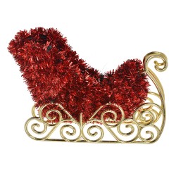 Clayre & Eef Kerstdecoratie Slee 14x3x11 cm Rood Kunststof