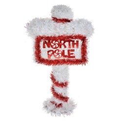 Clayre & Eef Décoration de Noël Signe 20x5x36 cm Rouge Blanc Plastique