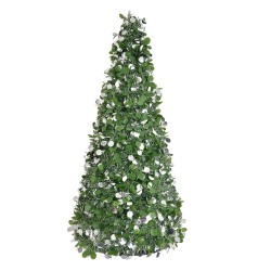 Clayre & Eef Décoration de Noël Sapin de Noël Ø 21x50 cm Vert Cuir artificiel Métallique