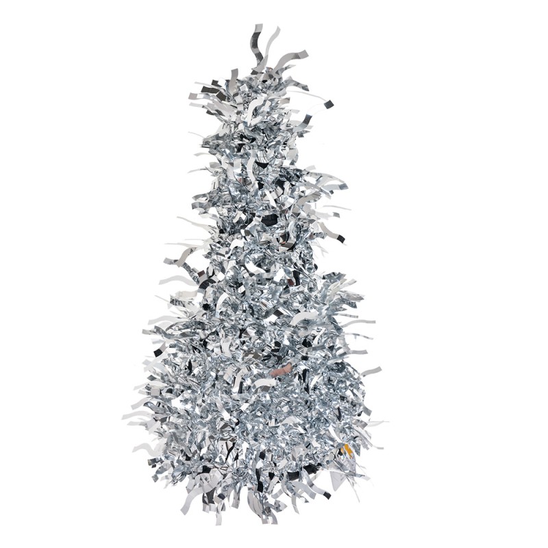 Clayre & Eef Décoration de Noël Sapin de Noël Ø 12x25 cm Couleur argent Plastique