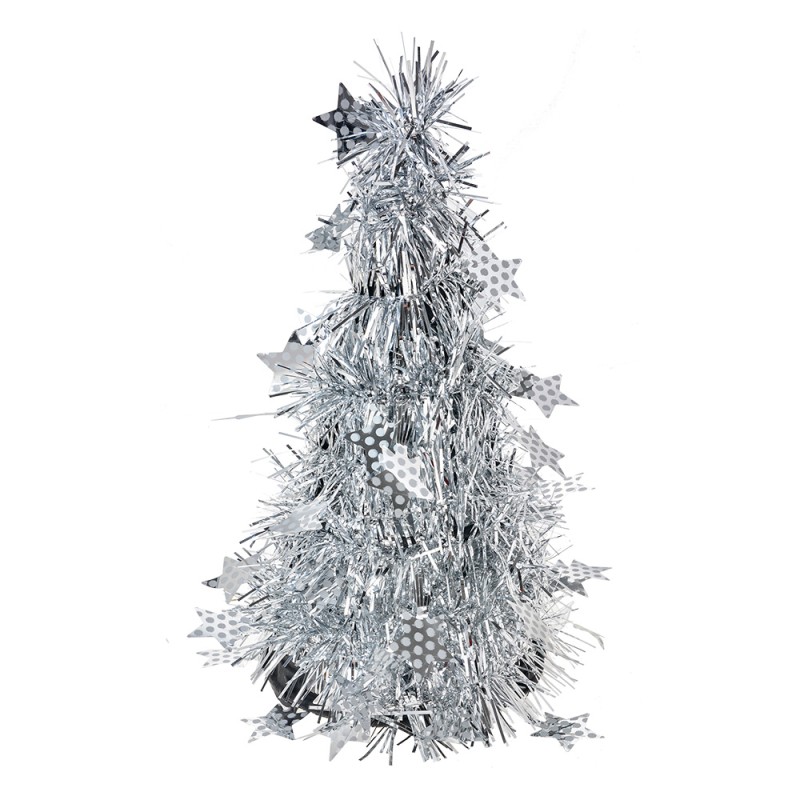 Clayre & Eef Décoration de Noël Sapin de Noël Ø 12x25 cm Couleur argent Plastique