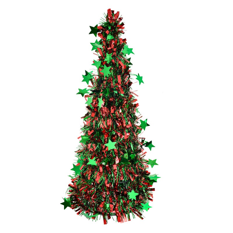 Clayre & Eef Christmas Decoration Christmas Tree Ø 18x46 cm Red Plastic