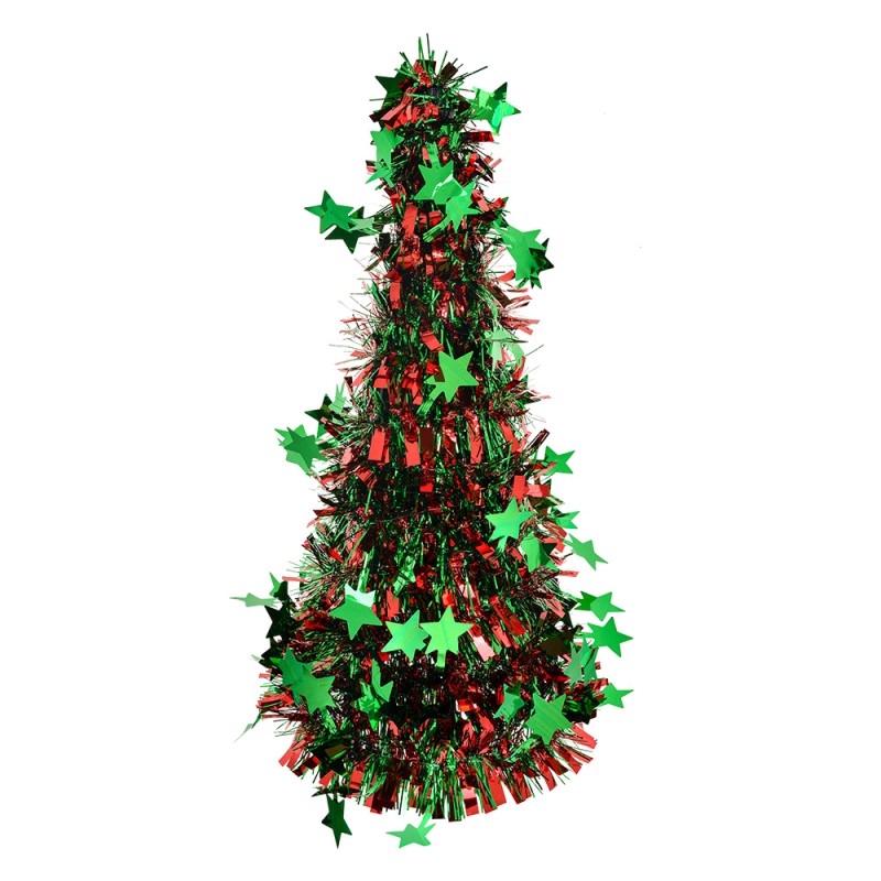 Clayre & Eef Christmas Decoration Christmas Tree Ø 17x38 cm Red Plastic