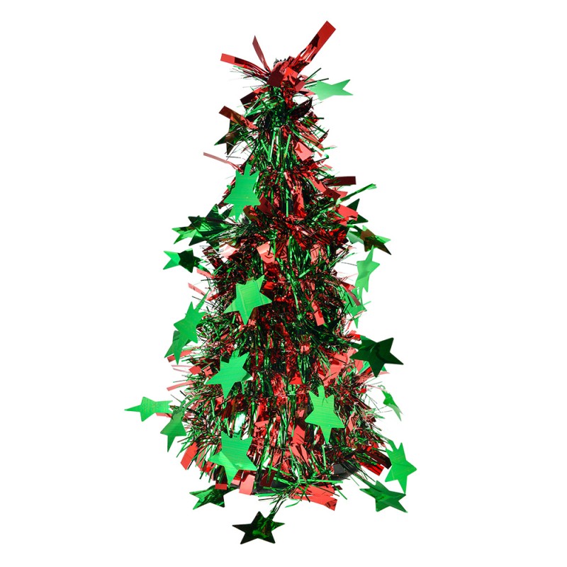 Clayre & Eef Décoration de Noël Sapin de Noël Ø 12x25 cm Rouge Plastique