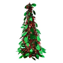 Clayre & Eef Decorazione di Natalizie Albero di Natale Ø 18x46 cm Rosso Plastica