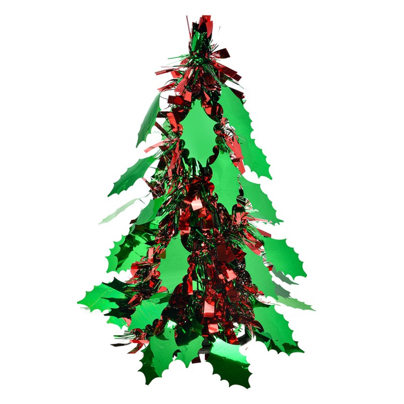 Clayre & Eef Christmas Decoration Christmas Tree Ø 12x25 cm Red Plastic