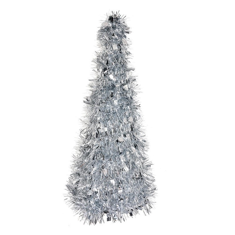 Clayre & Eef Décoration de Noël Sapin de Noël Ø 16x38 cm Couleur argent Plastique