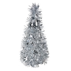 Clayre & Eef Décoration de Noël Sapin de Noël Ø 12x25 cm Couleur argent Plastique