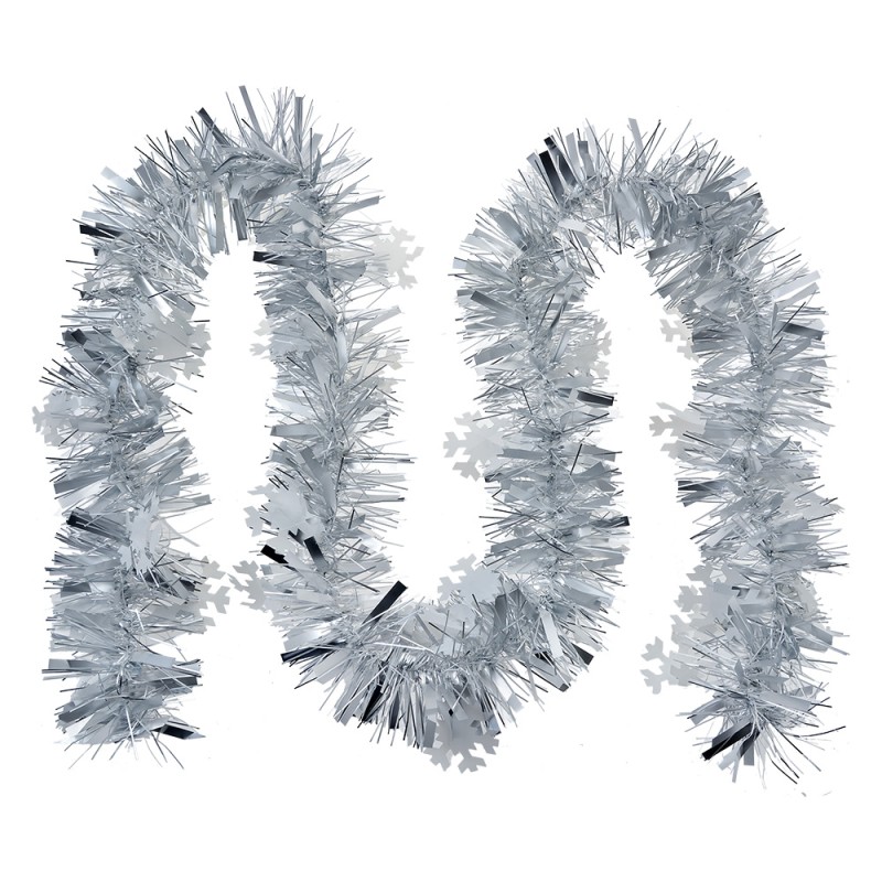 Clayre & Eef Christmas garland 200 cm Silver colored Plastic