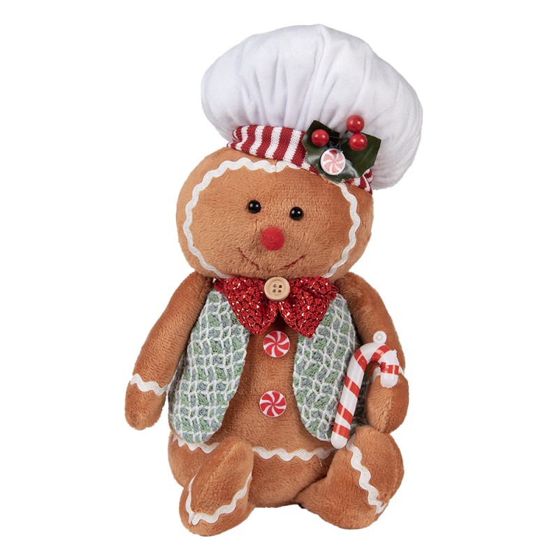 Clayre & Eef Décoration de Noël Bonhomme en pain d‘épice 19x14x35 cm Marron Tissu