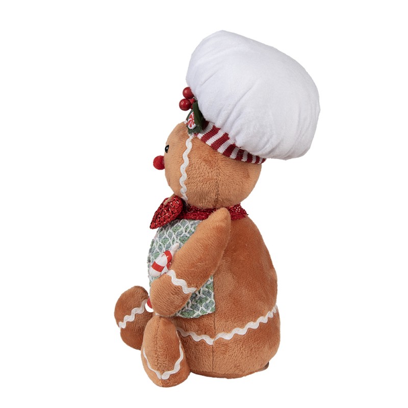 Clayre & Eef Kerstdecoratie Gingerbread man 19x14x35 cm Bruin Stof