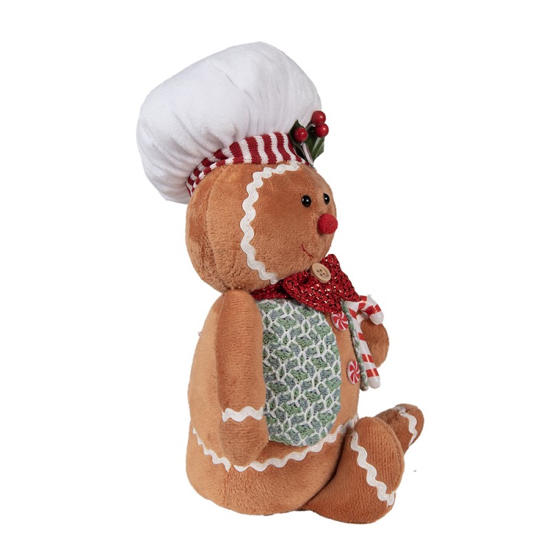 Clayre & Eef Kerstdecoratie Gingerbread man 19x14x35 cm Bruin Stof