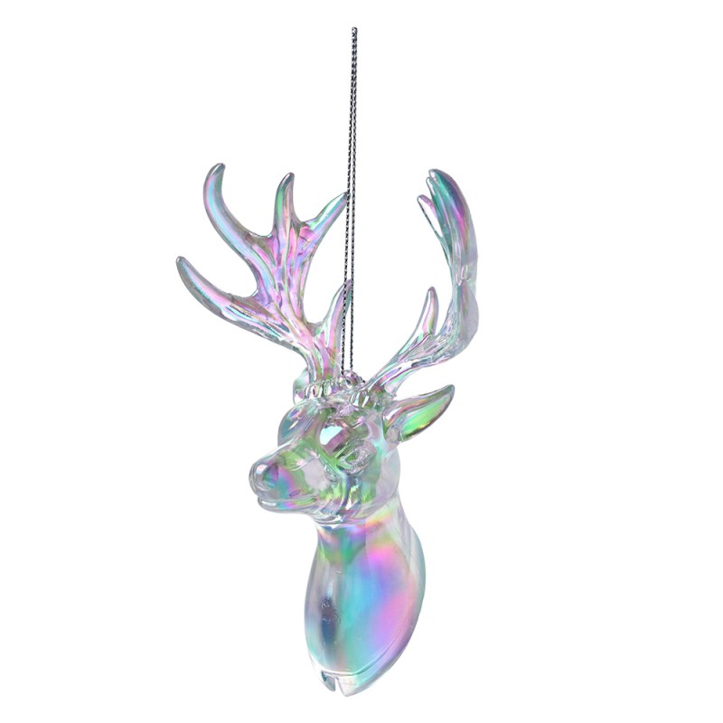 Clayre & Eef Christmas Ornament Reindeer 14 cm Silver colored Plastic