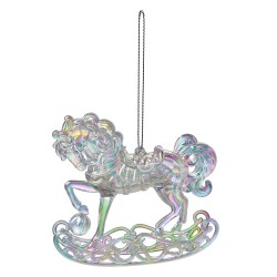 Clayre & Eef Ornement de Noël Cheval à bascule 10 cm Couleur argent Plastique