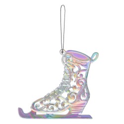 Clayre & Eef Ornement de Noël Patins à Glace 12 cm Couleur argent Plastique