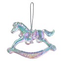 Clayre & Eef Ornement de Noël Cheval à bascule 8 cm Couleur argent Plastique