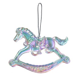 Clayre & Eef Ornamento Natalizio Cavallo a dondolo 8 cm Color argento Plastica