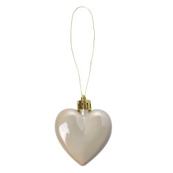 Clayre & Eef Christmas Bauble Set of 8 Heart 5 cm Multicoloured Plastic Heart-Shaped