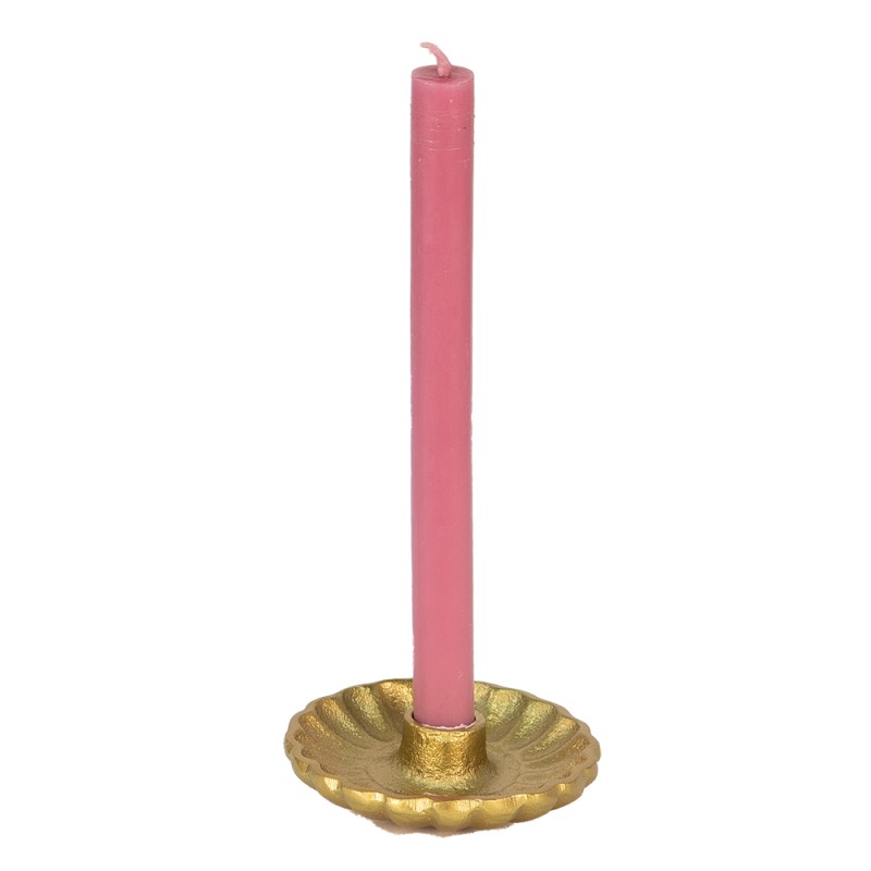 Clayre & Eef Candle holder Ø 11x3 cm Gold colored Aluminium Round