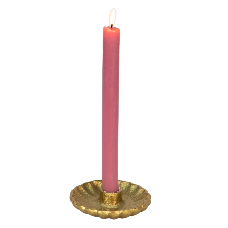 Clayre & Eef Candle holder Ø 11x3 cm Gold colored Aluminium Round