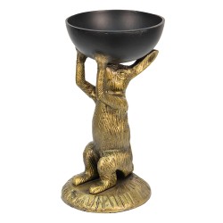 Clayre & Eef Decorative Bowl Rabbit Ø 15x28 cm Gold colored Black Aluminium