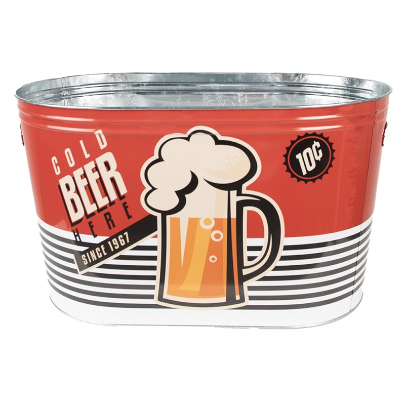 Clayre & Eef Beer cooler Ice bucket 40x25x23 cm Red Aluminium Beer