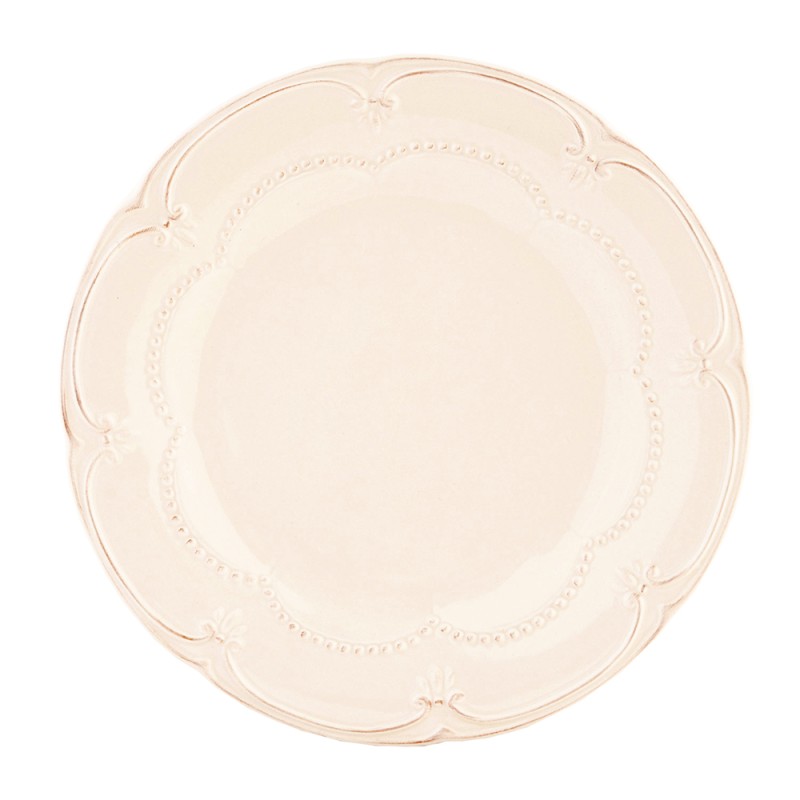 Clayre & Eef Ontbijtbord  Ø 21 cm Beige Keramiek Rond