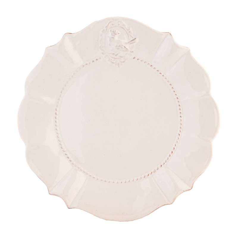 Clayre & Eef Assiette de petit déjeuner Ø 21 cm Blanc Céramique Rond