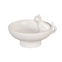 Clayre & Eef Portagioie Ø 8x6 cm Bianco Ceramica Gatto