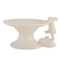 Clayre & Eef Plateau à gâteaux sur pied 16x14x9 cm Beige Céramique Rond Lièvre