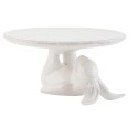 Clayre & Eef Plateau à gâteaux sur pied Ø 17x8 cm Blanc Céramique Rond Lièvre