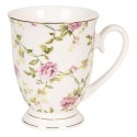 Clayre & Eef Tasse 200 ml Weiß Porzellan Rund Blumen