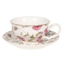 Clayre & Eef Mug 125 ml White Porcelain Round Flowers