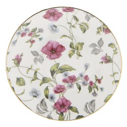 Clayre & Eef Cup and Saucer 125 ml White Porcelain Round Flowers